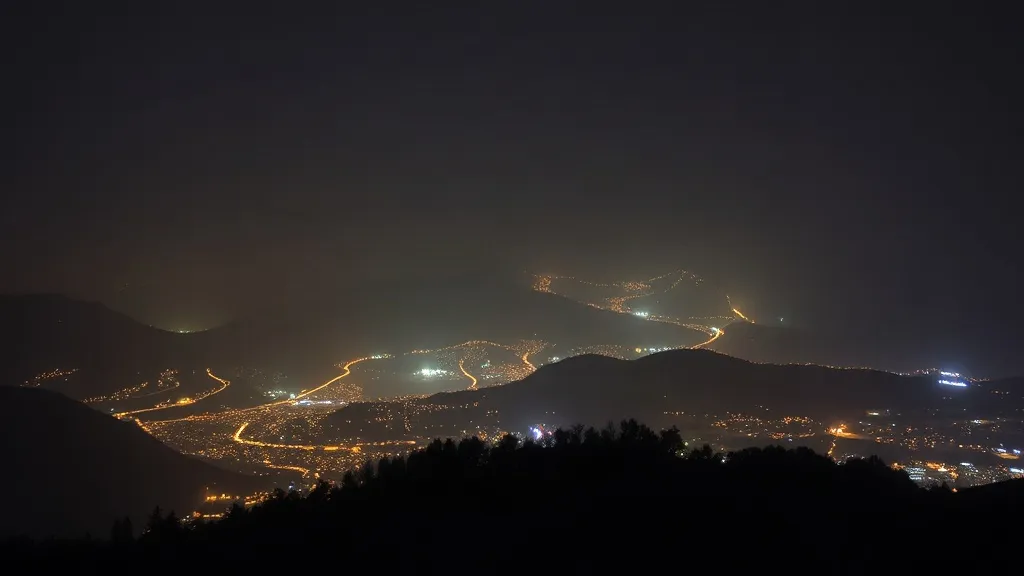 庭のライトアップで幻想的に演出された夜景の様子